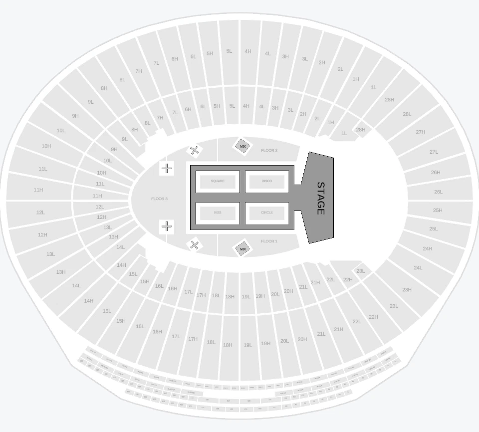 Seating chart: Rose Bowl Stadium